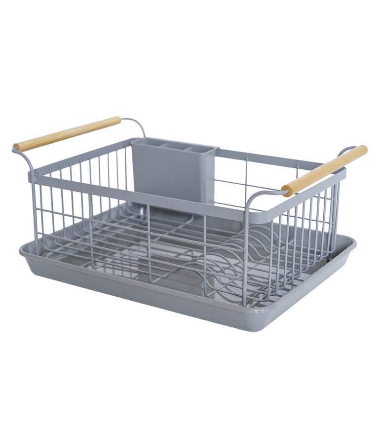 Yamazaki Home Dish Rack With Drain Spout, Steel Rack with Plastic