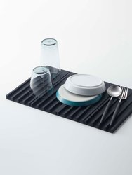 Folding Dish Drainer Mat & Trivet - Silicone - Black