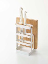 Knife & Cutting Board Stand - Steel And Wood
