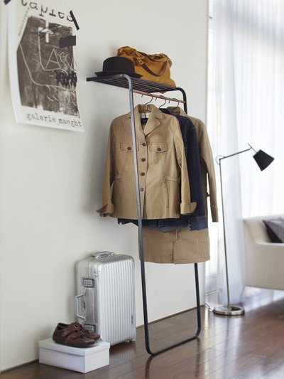 Yamazaki Home Leaning Coat Rack With Shelf, 63" H - Steel product