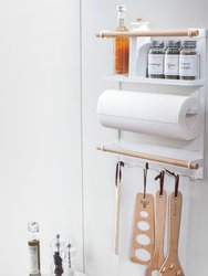 Magnetic Kitchen Organizer - Steel + Wood - White