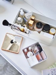 Makeup Organizer With Mirror - Steel + Wood