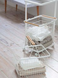 Rolling Laundry Cart Plus Wire Baskets - Steel And Wood