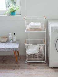 Rolling Laundry Cart Plus Wire Baskets - Steel And Wood