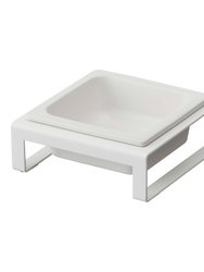 Single Pet Food Bowl - Two Styles - Steel + Ceramic - White