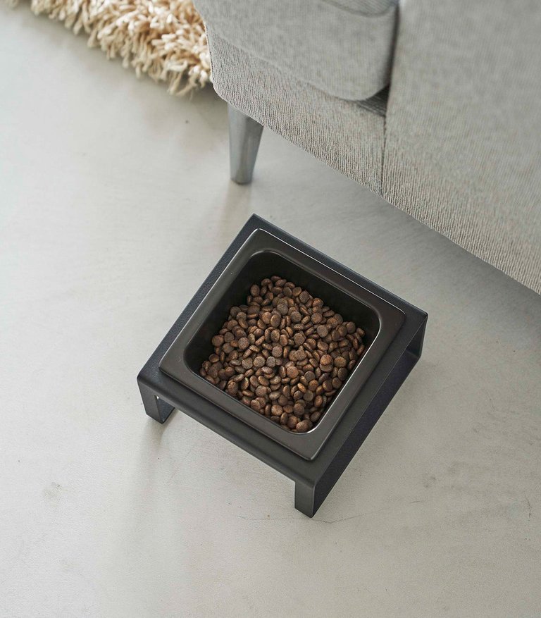 Yamazaki Home Black Single Pet Food Bowl Two Styles Steel