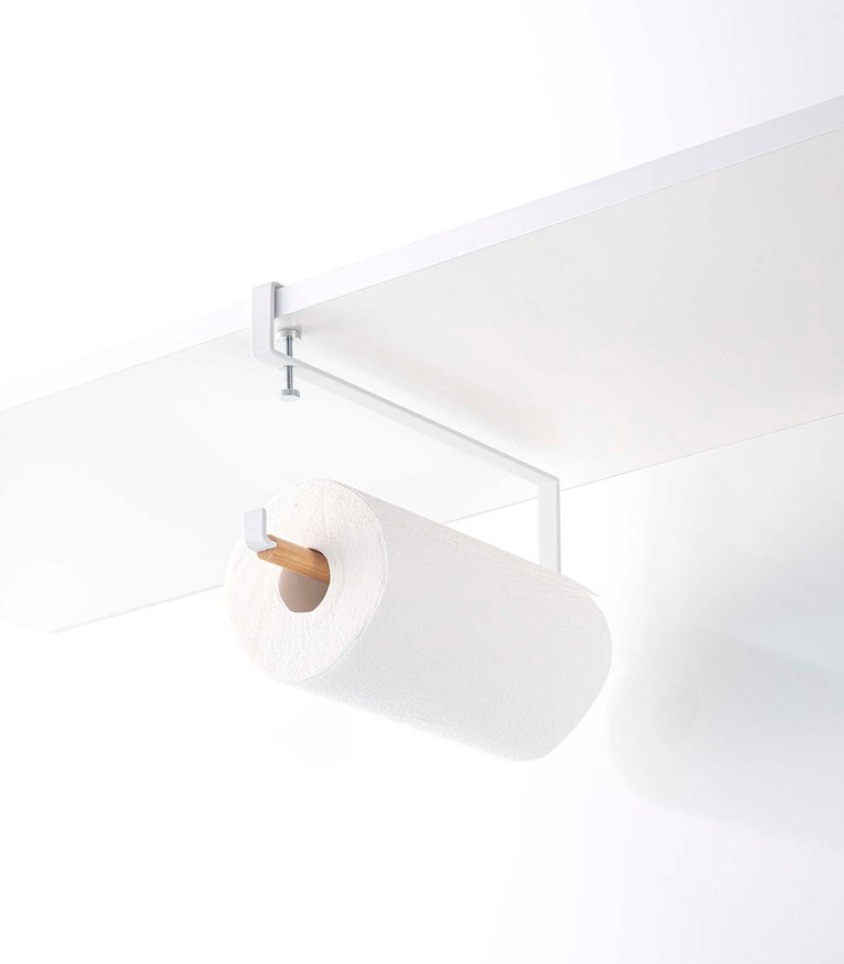 Undershelf Paper Towel Holder - Steel And Wood