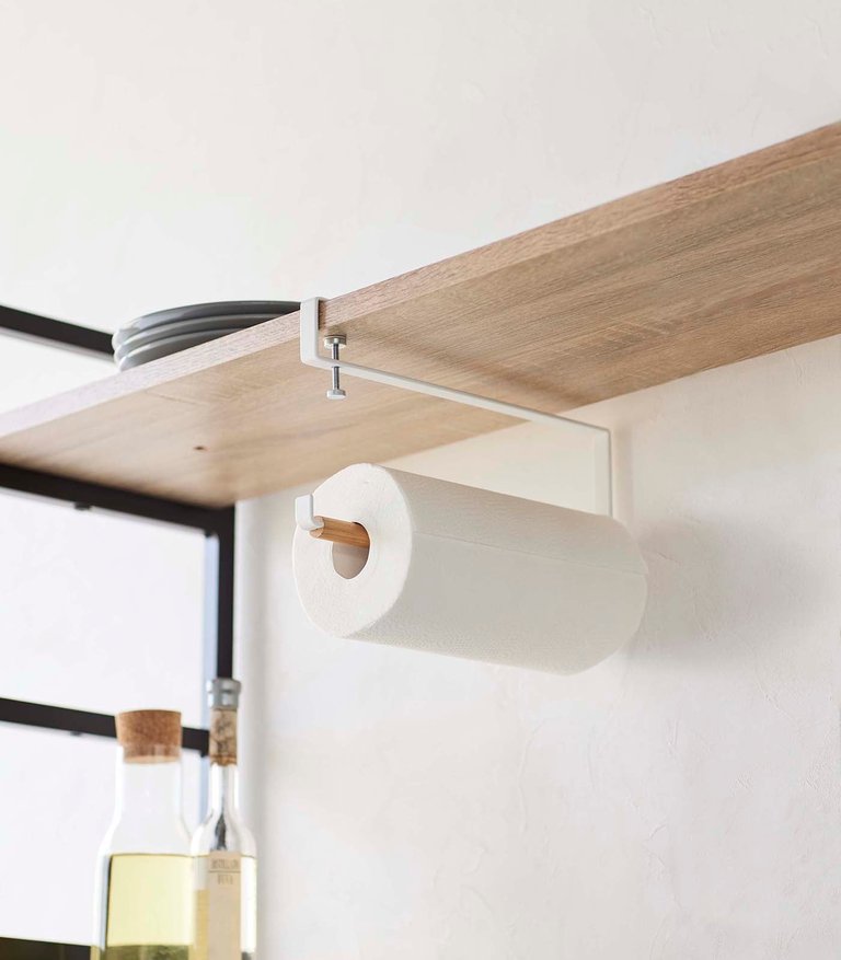 Undershelf Paper Towel Holder - Steel And Wood