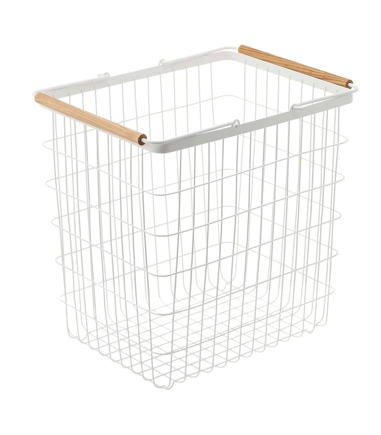 Wire Basket - Two Sizes - Steel And Wood