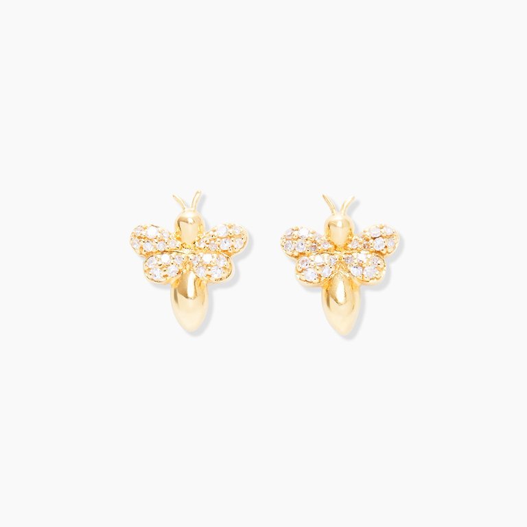 Bee Diamond Earrings - Yellow Gold