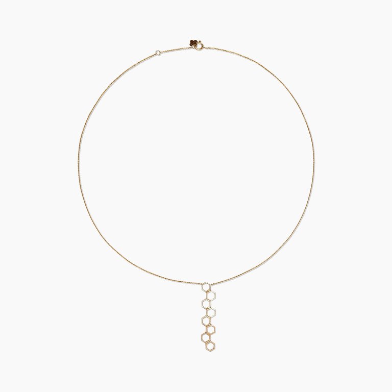 Honeycomb Linear Necklace - Yellow Gold