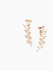 Baguette Multi Diamond Crawler Earrings - Yellow Gold