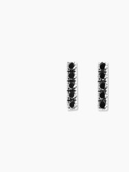 Black Diamond Bar Earrings - 14K White Gold