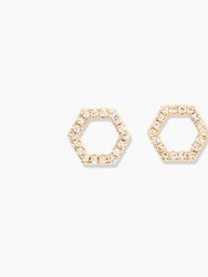 Hexagon Diamond Earrings - Yellow Gold
