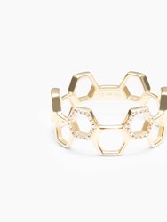 Hexagon Diamond Ring - 14K Gold