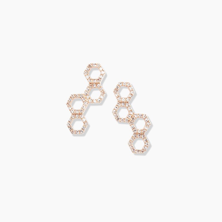 Honeycomb Diamond Crawler Earrings - Rose Gold