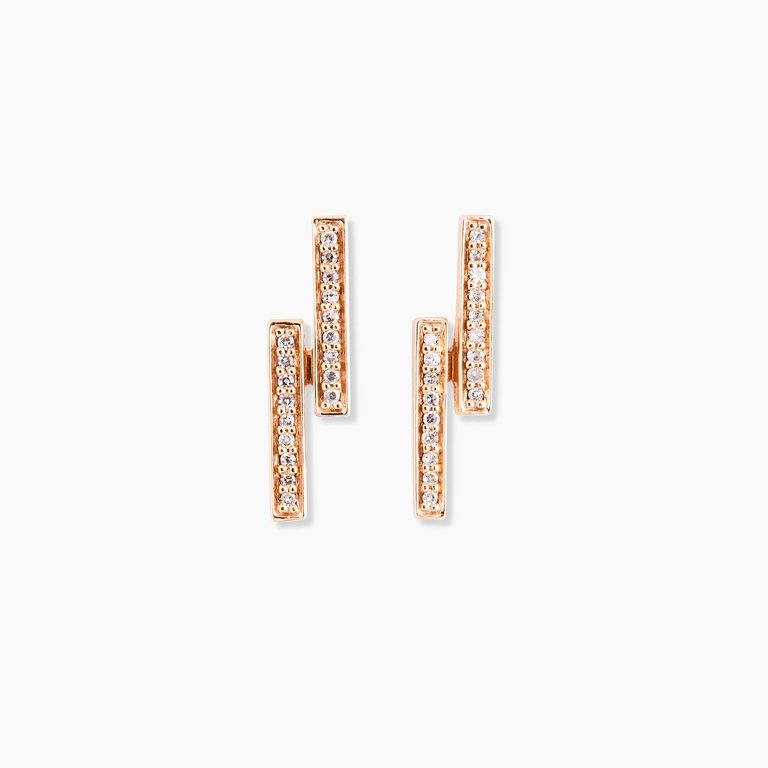 Parallels Bar Diamond Earrings - Rose Gold