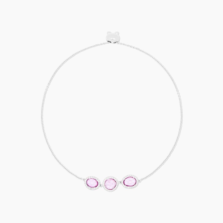 Pink Sapphire Diamond Bracelet - White Gold