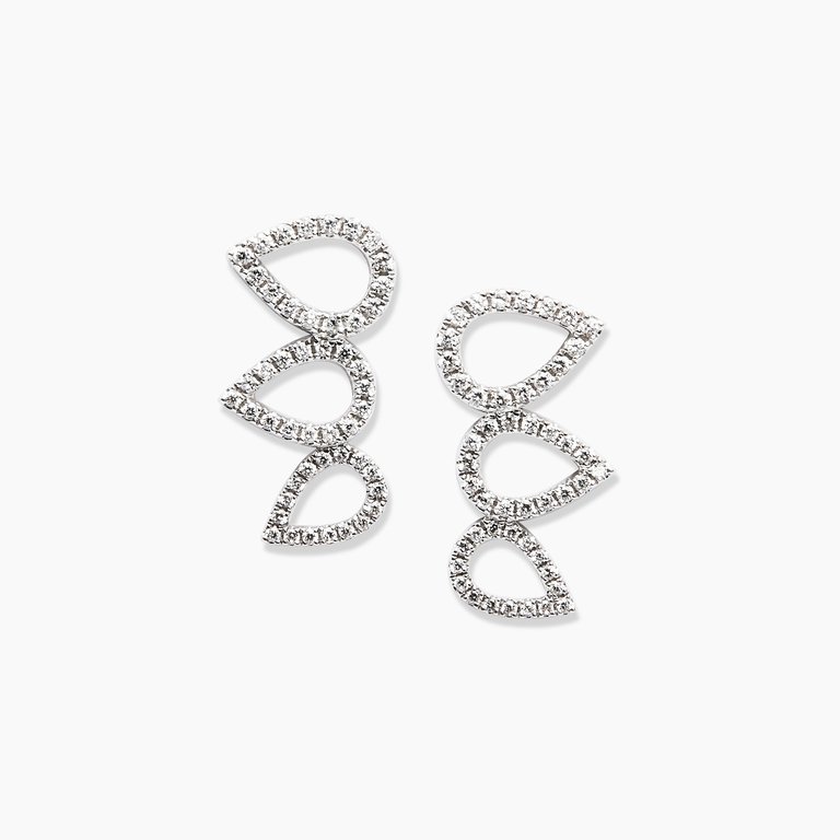 Raindrops Diamond Crawler Earrings - White Gold