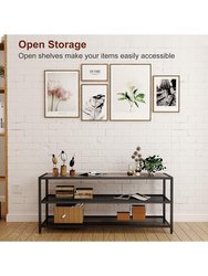 3-Tier Entertainment Center Industrial TV Stand With Open Storage Shelves