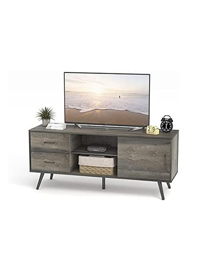 Year Color Mid-Century Industrial Modern TV Stand With Sliding Doors And Two Drawers for 55/60 Inch TV product