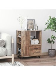 Mobile Wood Office Storage Cabinet With Drawers And Shelves For Home Office