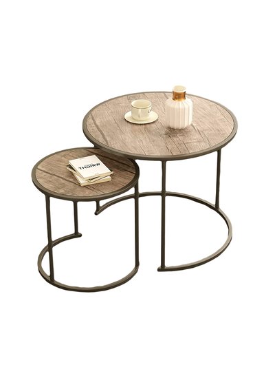 Year Color Round Industrial Nesting Coffee Tables Set Of 2 For Bedroom, Office, Living Room product
