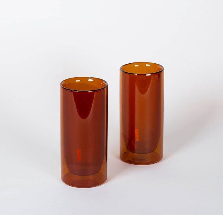Double-Wall 6oz Glasses - Set of Two - Amber