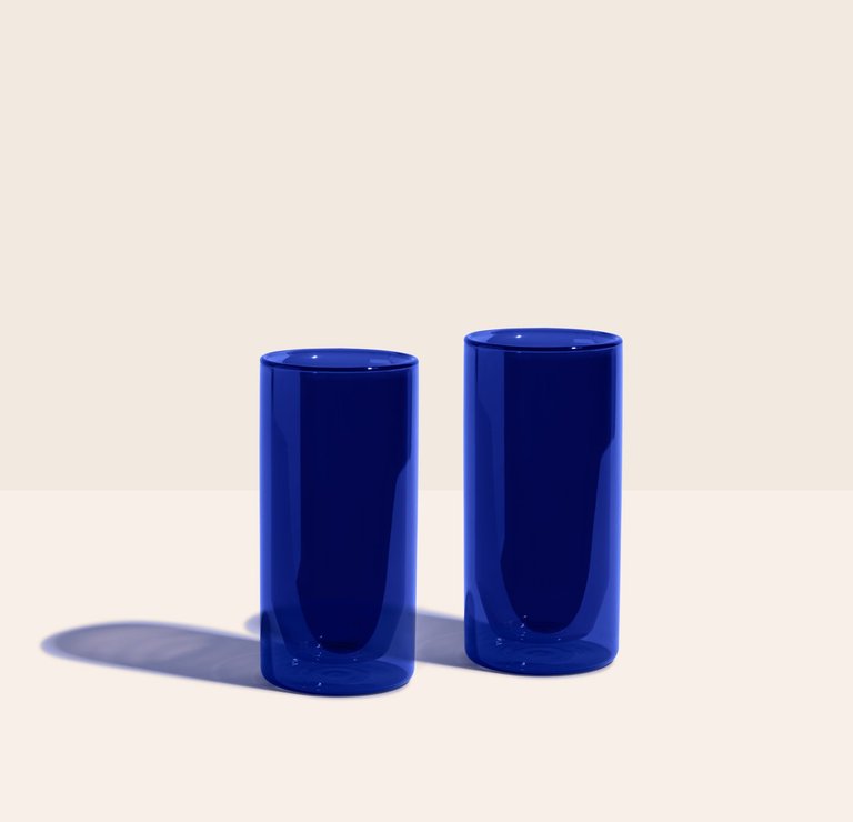 Double-Wall 6oz Glasses - Set of Two - Cobalt