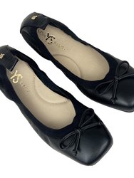 Caroline Ballet Flat In Black Leather - Black