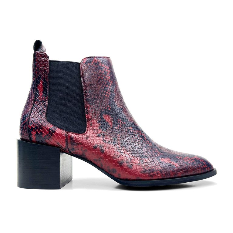 Melissa Chelsea Boot In Red Snake Leather - Red Snake Leather