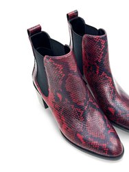 Melissa Chelsea Boot In Red Snake Leather