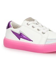 Miss Bolt Sneaker In Purple & Neon Pink - Kids