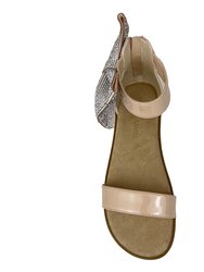 Miss Cambelle Crystal Bow Sandal In Blush Patent - Kids