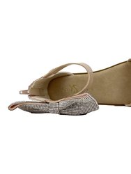 Miss Cambelle Crystal Bow Sandal In Blush Patent - Kids