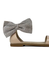 Miss Cambelle Crystal Bow Sandal In Blush Patent - Kids