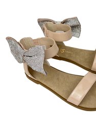 Miss Cambelle Crystal Bow Sandal In Blush Patent - Kids - Blush Patent