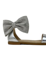 Miss Cambelle Crystal Bow Sandal In Silver - Kids - Silver