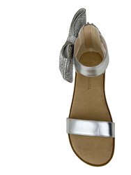 Miss Cambelle Crystal Bow Sandal In Silver - Kids