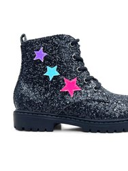 Miss Christie Boot In Black Glitter - Kids - Black Glitter