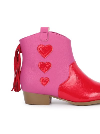Yosi Samra Miss Dallas Western Boot In Pink & Red Hearts - Kids product