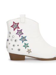 Miss Dallas Western Boot In White Shooting Stars - Kids - Multi