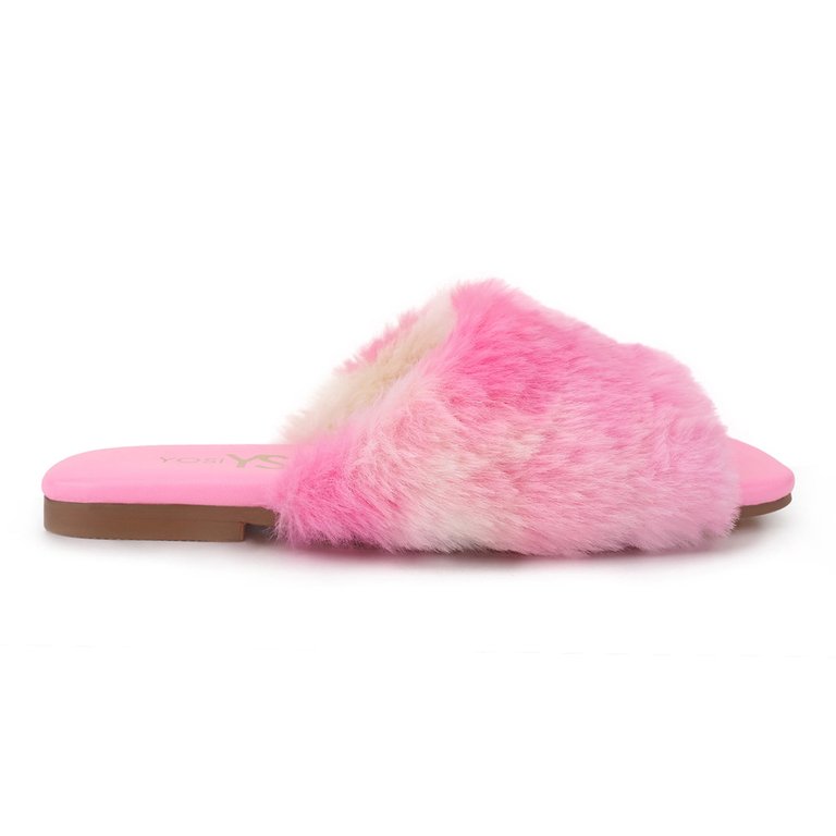 Miss Nora Slide In Pink Multi - Kids - Pink Multi Faux Fur