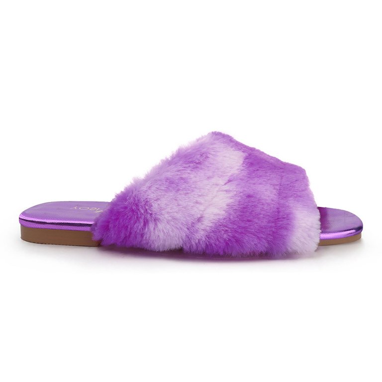 Miss Nora Slide In Purple Multi - Kids - Purple Multi Faux Fur