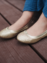 Miss Samara Ballet Flat In Gold Glitter - Kids