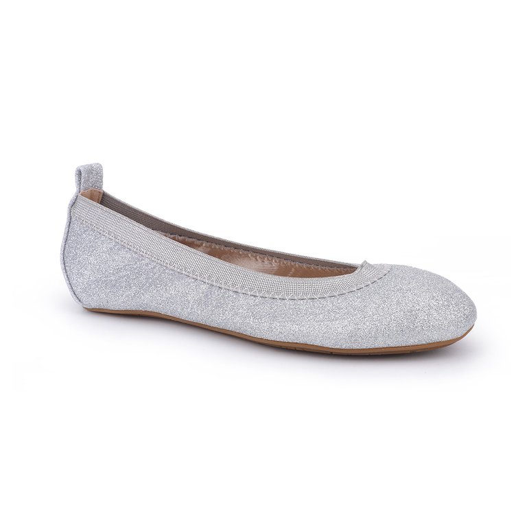 Miss Samara Ballet Flat In Silver Glitter - Kids