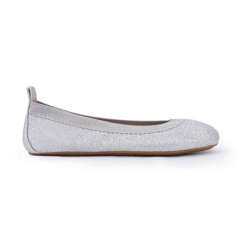 Miss Samara Ballet Flat In Silver Glitter - Kids - Silver