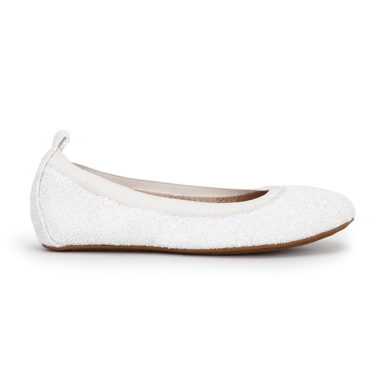 Miss Samara Ballet Flat In White Glitter - Kids - White