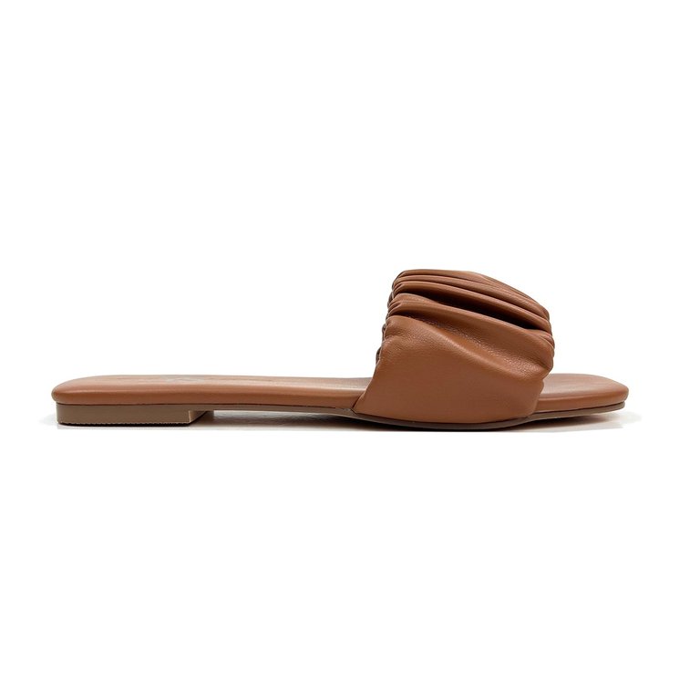 Naomi Ruched Sandal In Whiskey - Whiskey