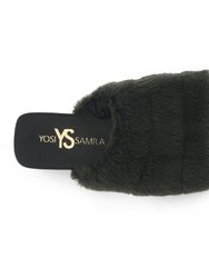 Nora Slide In Olive Faux Fur